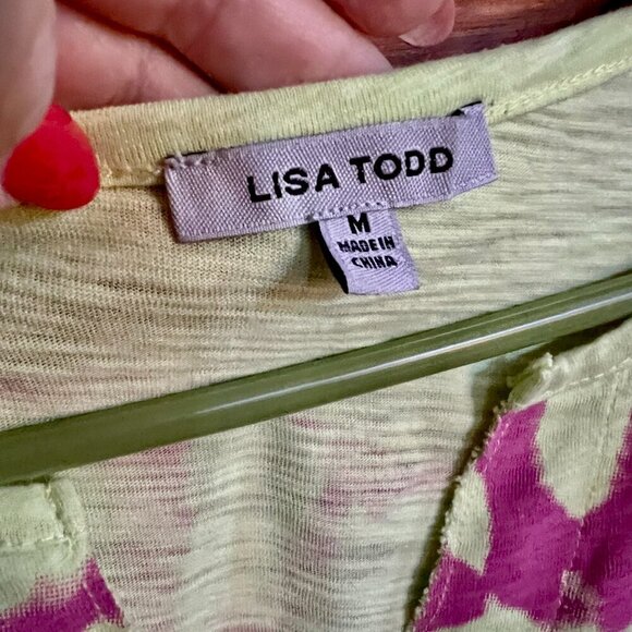 LISA TODD THE SHAKE UP Luxury Cotton Dress Split Neck Bright Colors Size Medium - Picture 6 of 10